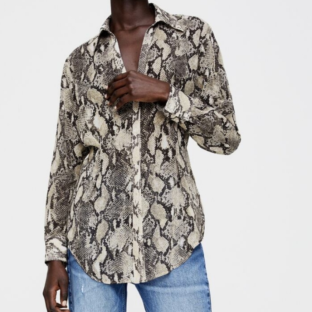 Zara Croco Print Blouse